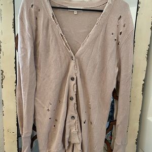 Destressed blush cardigan. Size Medium. Used.